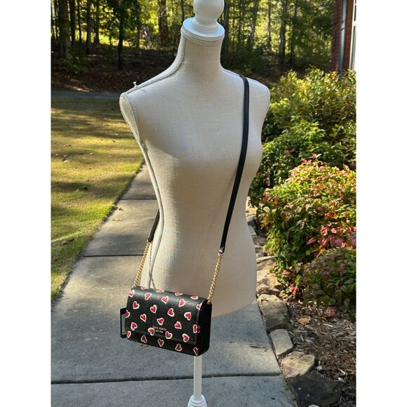 Kate Spade Morgan Stencil Hearts Flap Chain Wallet Crossbody KE350 - Picture 2 of 16